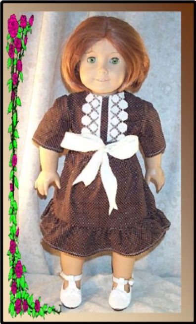 Doll Clothes School Dress for Kirsten American Girl New 18" inch Lace Brown Whit