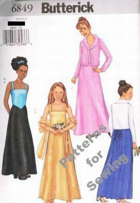 Pattern Sewing Butterick Girl Teen Special Occasion Cardigan Top Skirt 