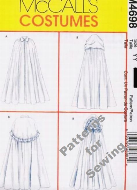 Pattern Sewing McCalls Women Costume 2 Styles of Cape Size 16 22 New